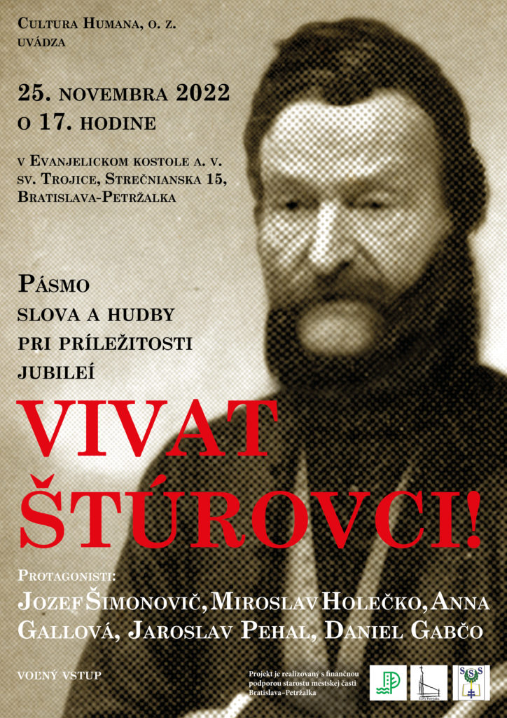 Vivat Štúrovci - pásmo slova a hudby pri príležitosti jubileí 25.11.2022 o 17:00